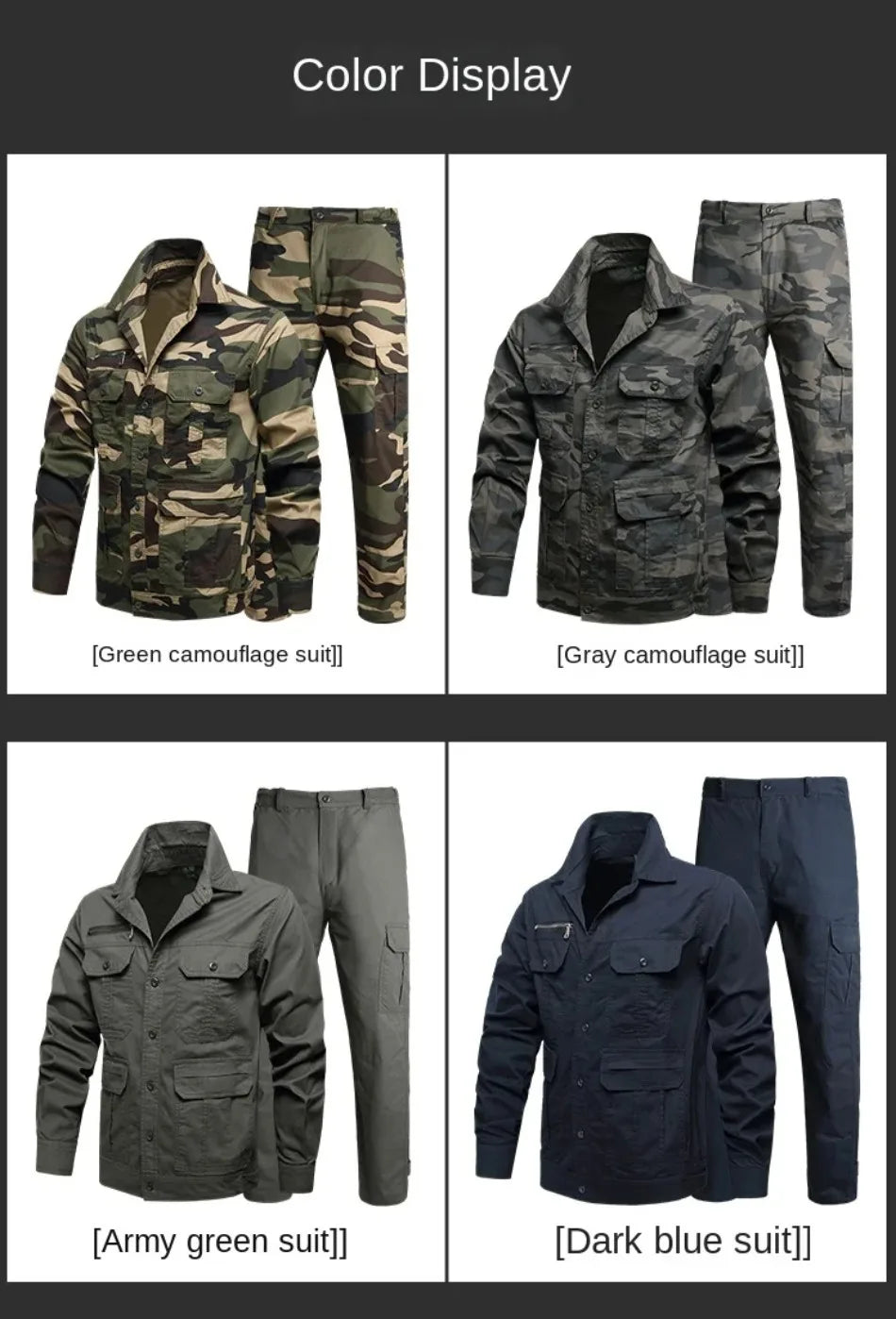 Summer Tactical Set Men Cotton Wear-resistant Camouflage Outdoor Workwear Suit Breathable Multiple Pockets Training Uniform Thin