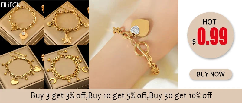 EILIECK 316L Stainless Steel Gold Color Bangles Bracelet For Women New Trendy Wrist Chain Waterproof Jewelry Gift Party Bijoux