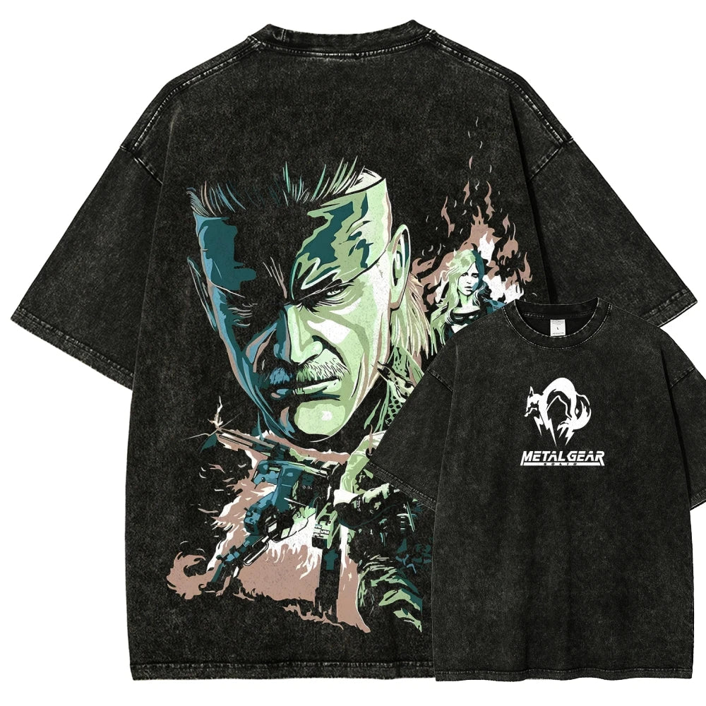 Metal Gear Solid 2 Sons of Liberty Washed T-shirt Oversized Unisex Year round clothing personality Clothes Streetwear Trendy tee