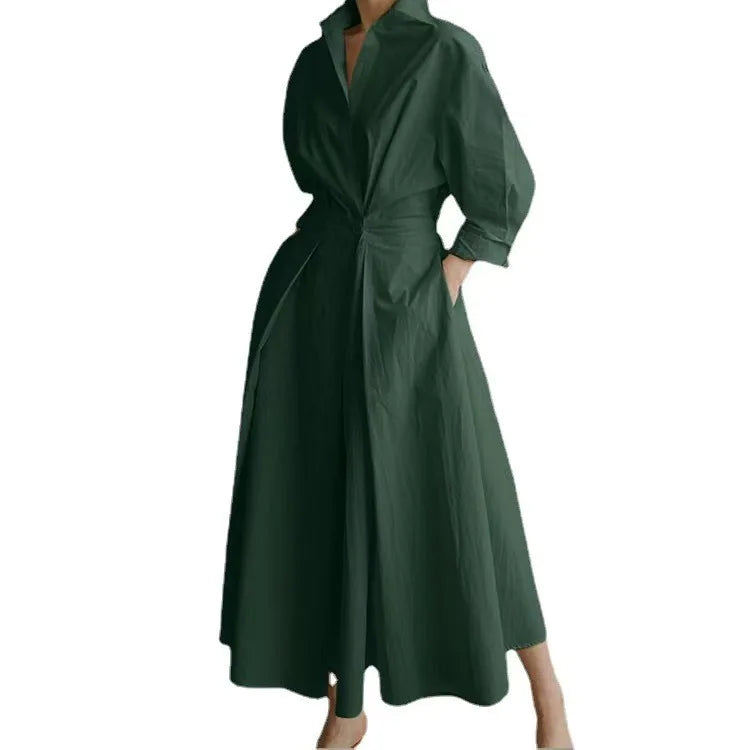Women's Summer Dress Plus Size Commuter Polo Neck Loose Fit New Elegant Trendy Minimalist Fashionable Niche Versatile Casual Fit