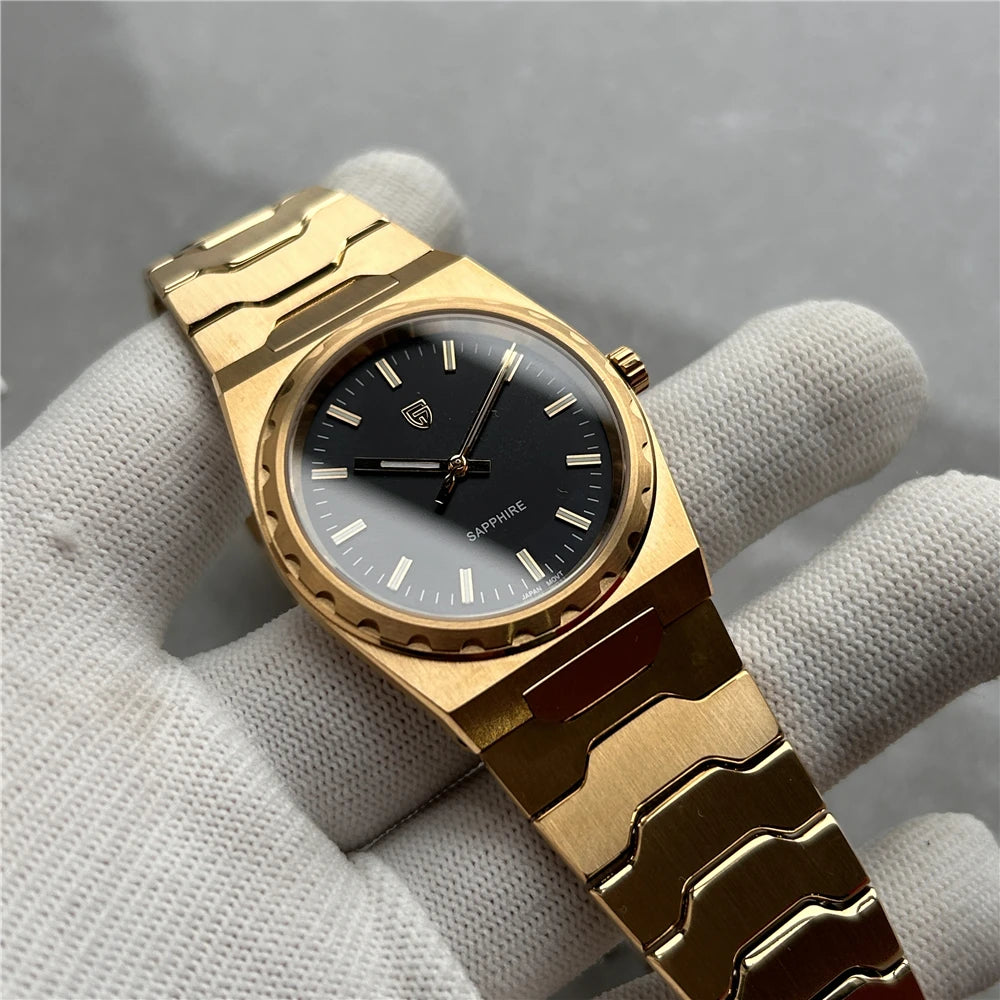 2025 V2 PAGANI DESIGN 222 men's Quartz Watch VJ21 37MM Sapphire Stainless steel Waterproof luminous Watches for men PDYS020