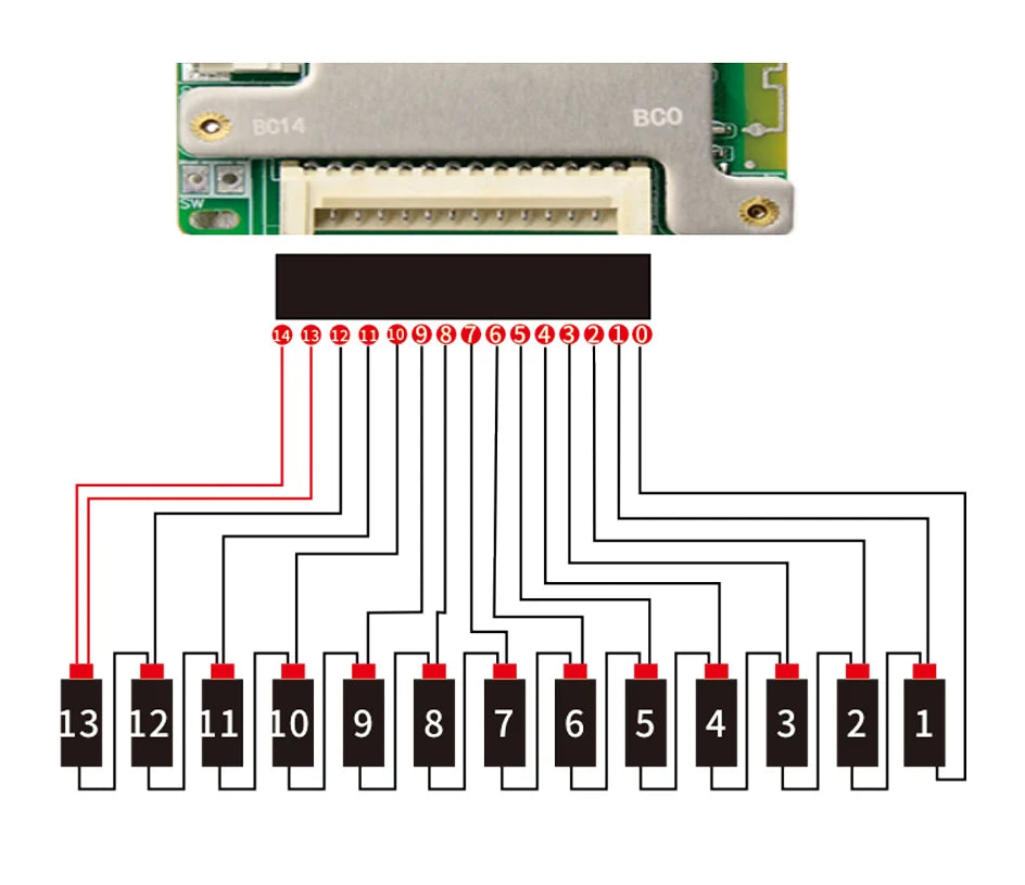 JiaBaiDa Automized Identify 7s-14s 7S 8S 9S 10S 11S 12S 13S 14S 20A 30A 40A 50A LFP NMC Smart BMS 24V 36V 48V