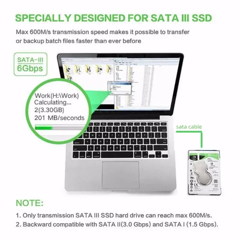 SATA to USB3.0/Type-C Adapter Cable Up To 6 Gbps High Speed Support 2.5 Inch External HDD SSD Hard Drive 22 Pin Sata III Cable