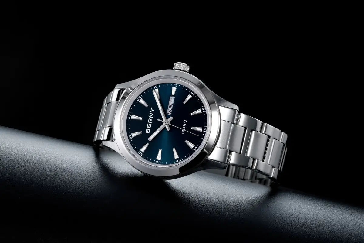 BERNY Watches for Men 40mm Luminous Elegance Dress Quartz Watch Calendar Week Luxury Waterproof Casual Business Men's Wristwatch