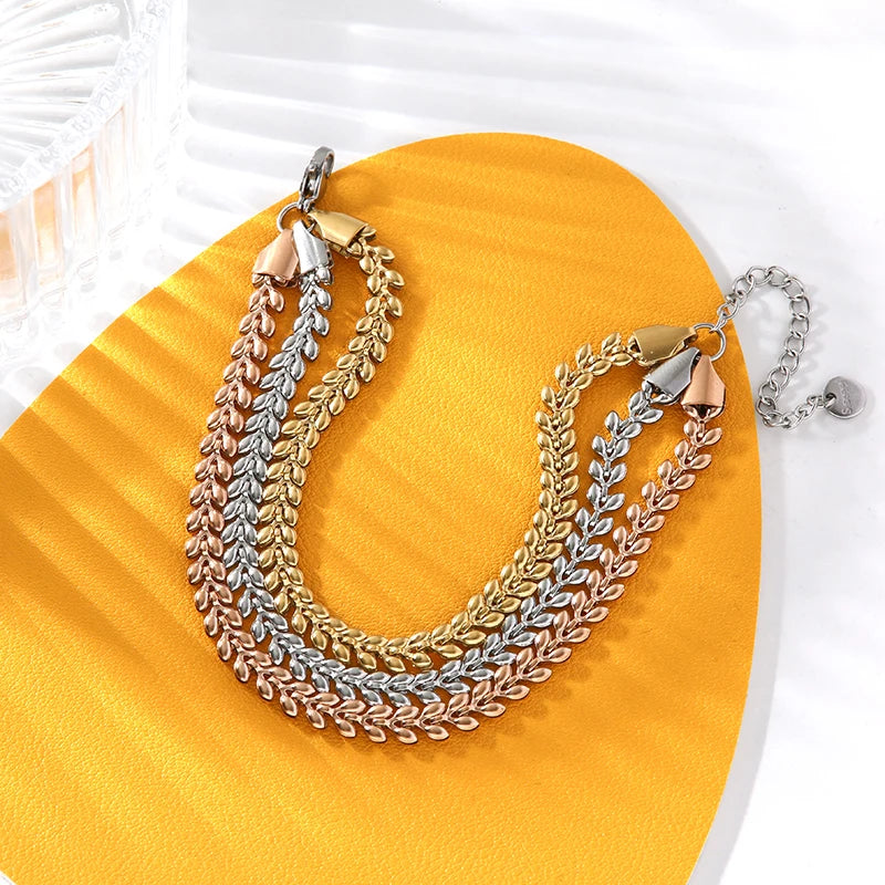EILIECK 316L Stainless Steel Gold Color Bangles Bracelet For Women New Trendy Wrist Chain Waterproof Jewelry Gift Party Bijoux