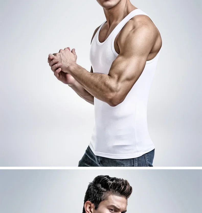 5PCS Men's summer trendy slim-fit hurdling style, modal, wearing a white undershirt underneath, men's tight-fitting