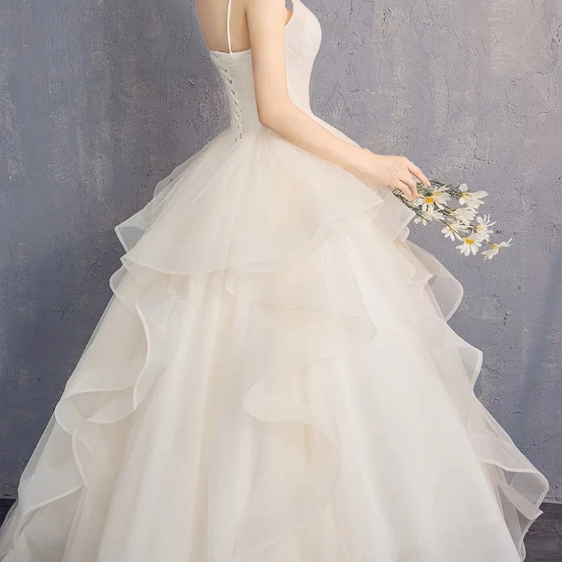 MDYS- A58#Strap 2025 New Summer Bride Ball Gown Floor-Length Champagne Wedding Dress Long Cheap Wholesale From Factory Outlet