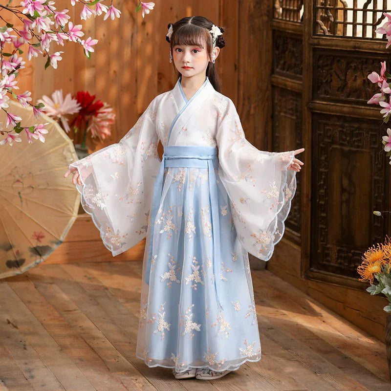 Kids Fairy Tang Costume Girls Casual Dresses Hanfu Girl Summer Children's Clothing Outfit Princess Dress Baby Vestido Robe Fille