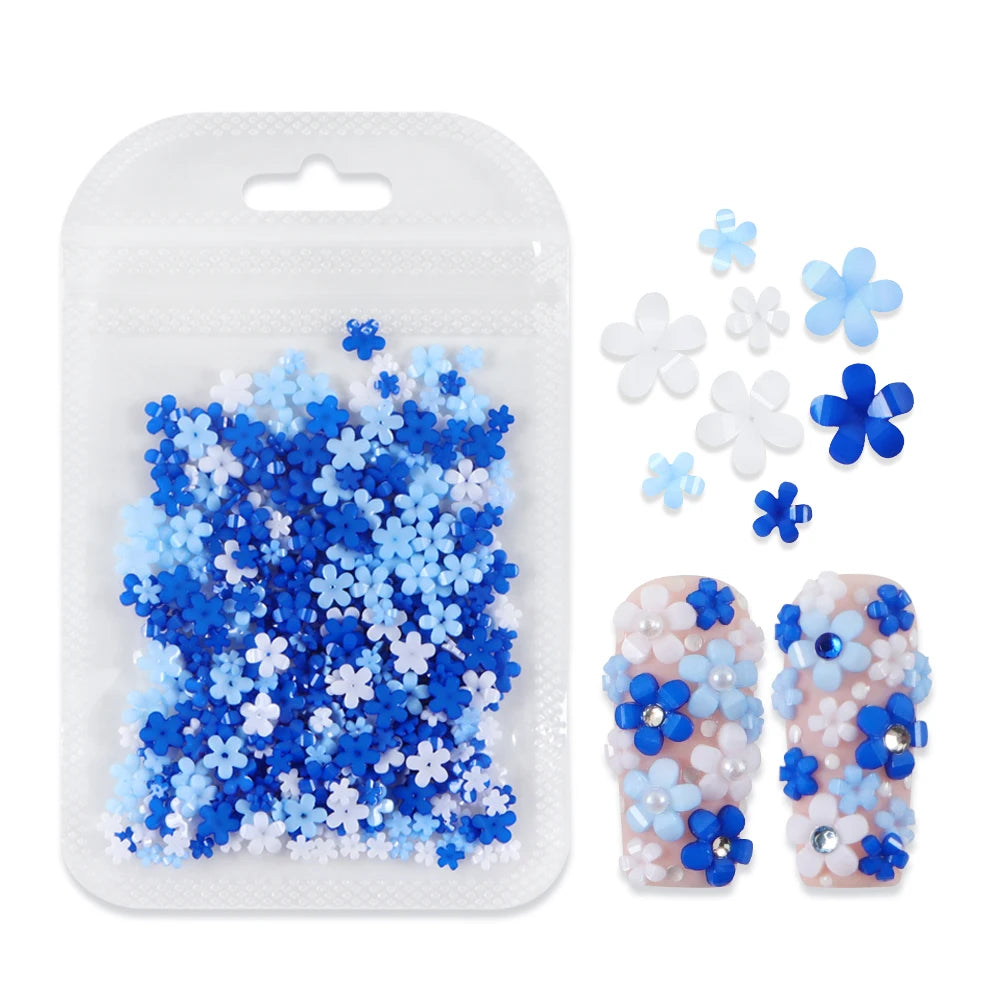 400pcs Acrylic Flower 3D Nail Art Decorations Spring Summer Resin Flower Nail Charms Design Rhinestones DIY Manicure Accessories