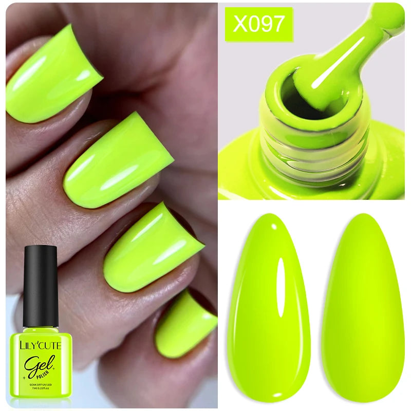 LILYCUTE 7ML Black White Color Gel Nail Polish Summer Colorful Gel Nail Art Semi Permanent UV Gel Soak Off UV LED Gel Varnishes
