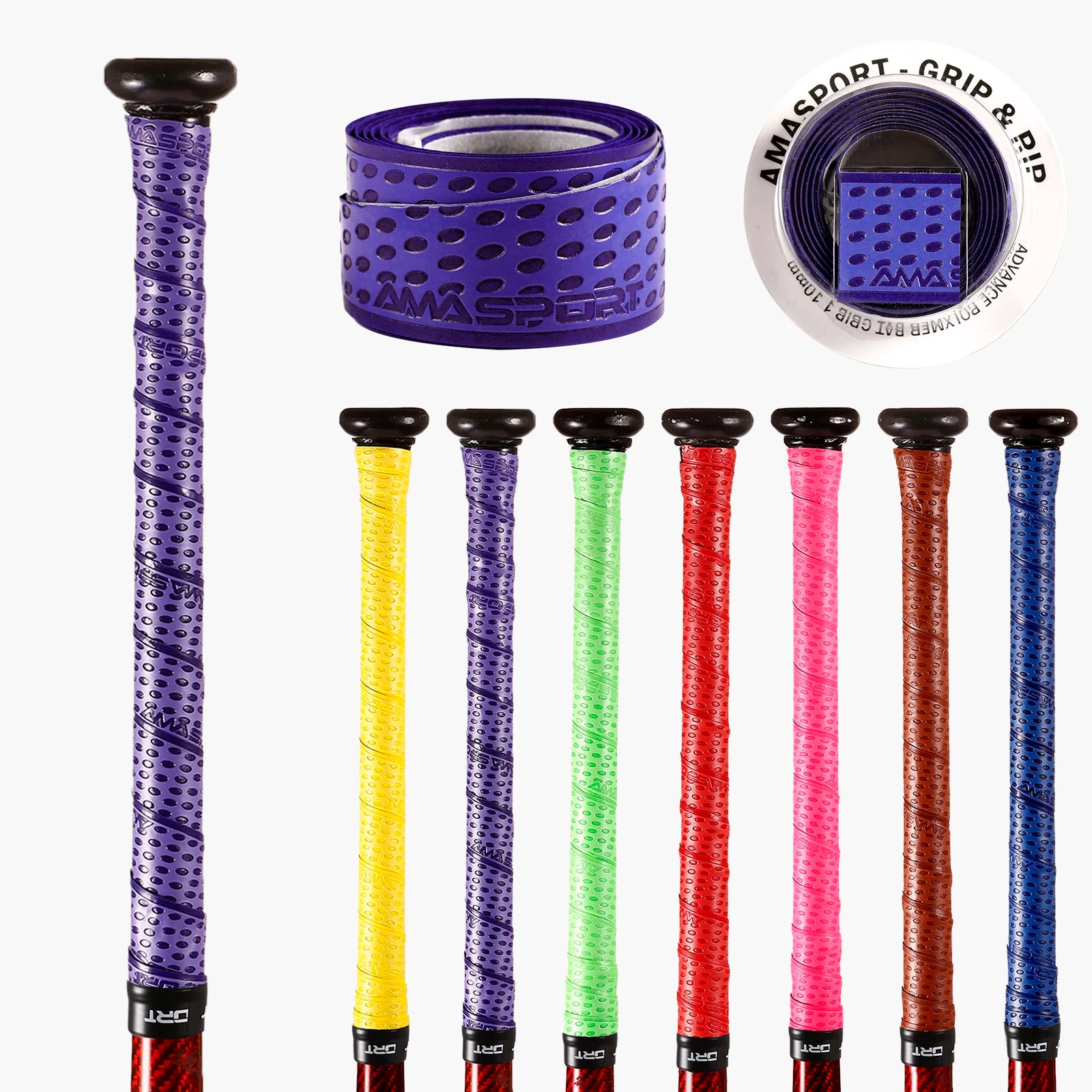 AMASPORT Baseball Bat Grip 1.1mm New Arrivals Embossed Pattern Grips for Baseball Bat Tape for Base Ball Accessories