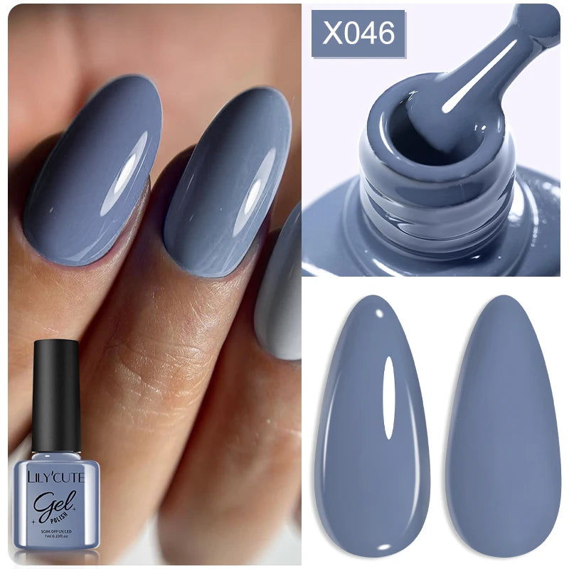 LILYCUTE 7ML Black White Color Gel Nail Polish Summer Colorful Gel Nail Art Semi Permanent UV Gel Soak Off UV LED Gel Varnishes