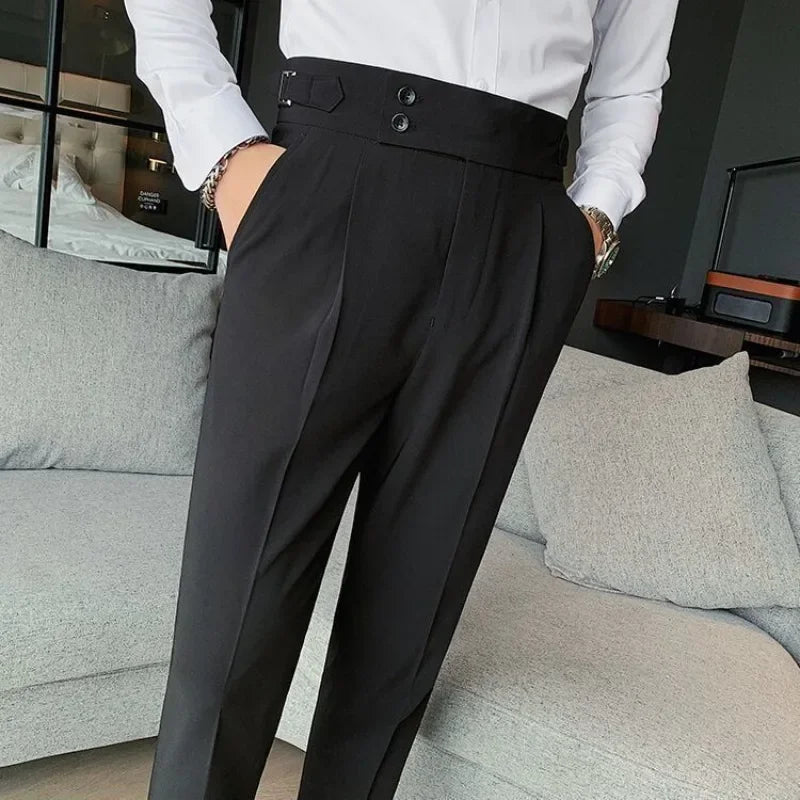 Wide Leg Male Suit Trousers Plus Big Size Gray Men's Summer Pants Formal Clothes Offer Luxury Thin Casual Work Wear Fabric 2025