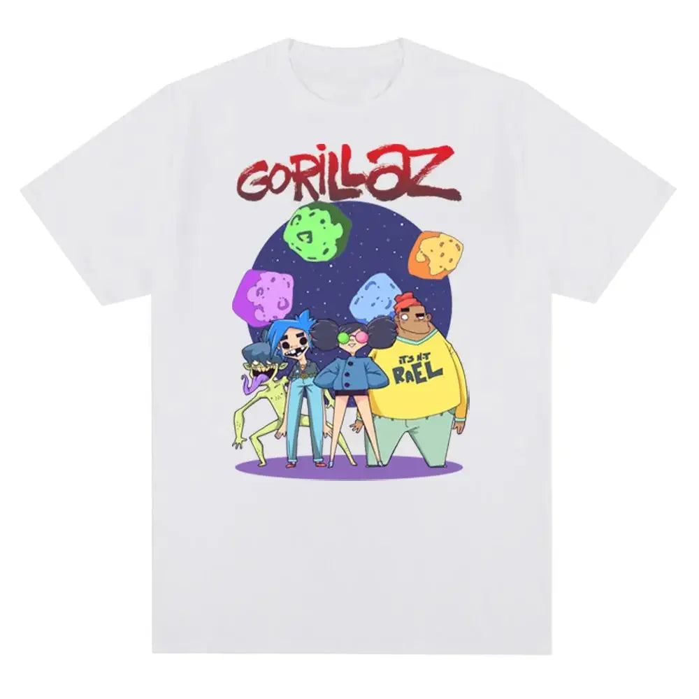 Music Band Gorillazs Punk Rock Print T Shirt 90s Casual Fashion Short Sleeve T Shirt Unisex Harajuku Kawaii T-shirt Y2K Clothing
