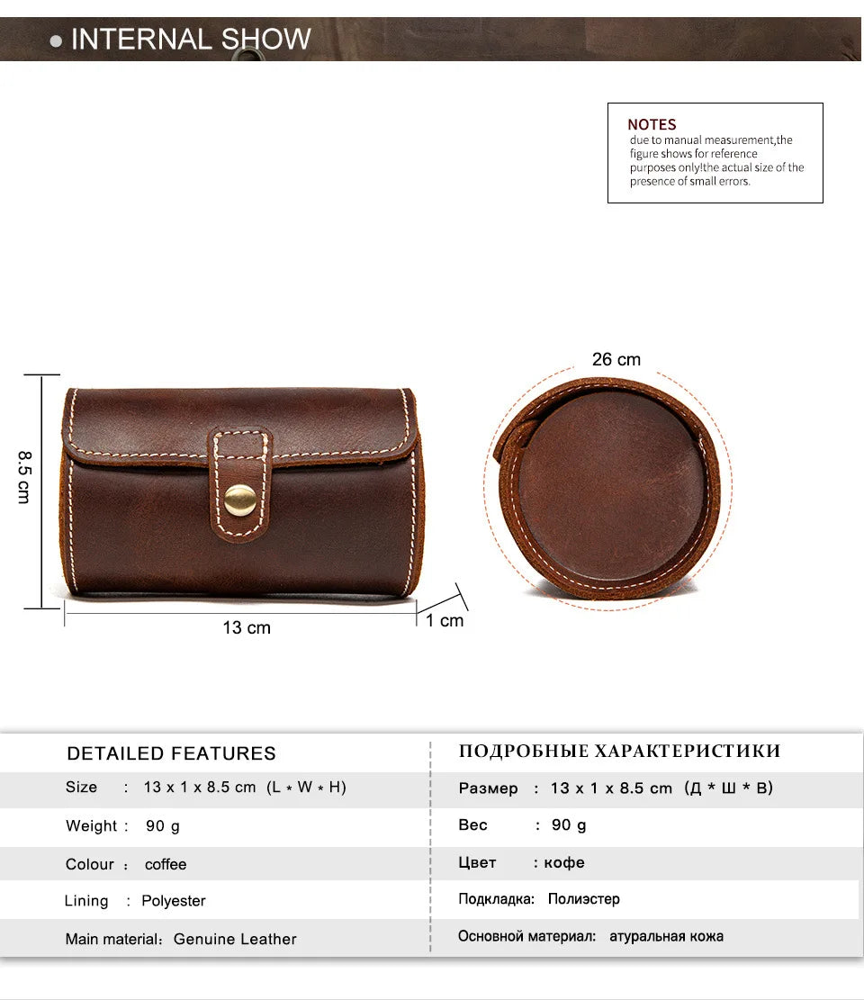 New Arrivals Leather watch case three round buckle watch bag outdoor convenient type couple watch storage box for watches