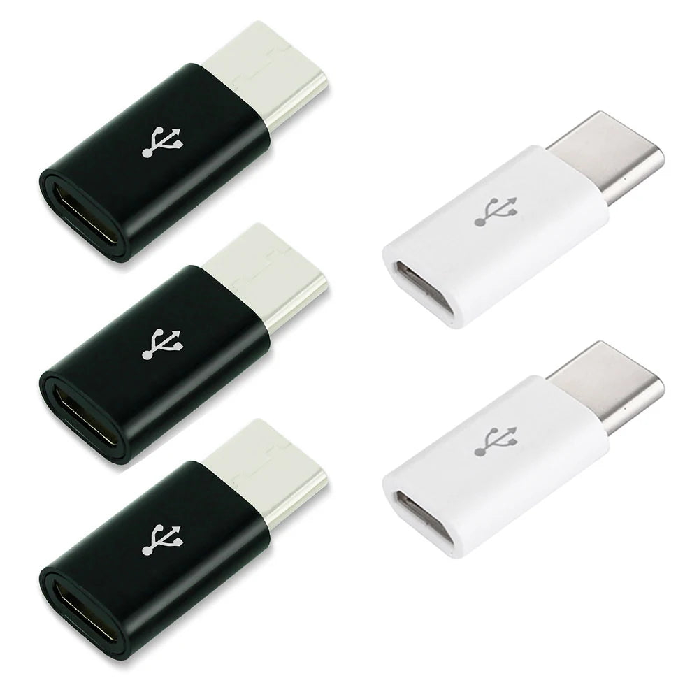 1PCS/5PCS Micro USB Female To Type C Male Adapter Mobile Phone Android Converter Micro-B To USB-C Data Cable Connector