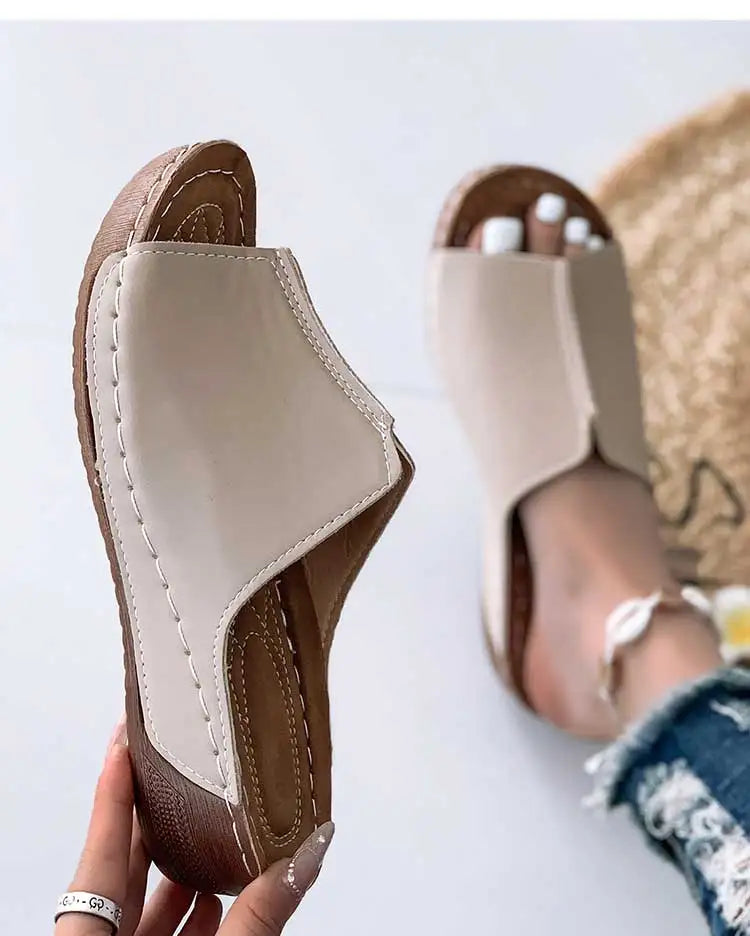 Women's Sandals 2025 Summer Shoes Women Soft Heels Sandals Low Platform Slippers Summer Sandalias Mujer Indoor Outdoor Footwear
