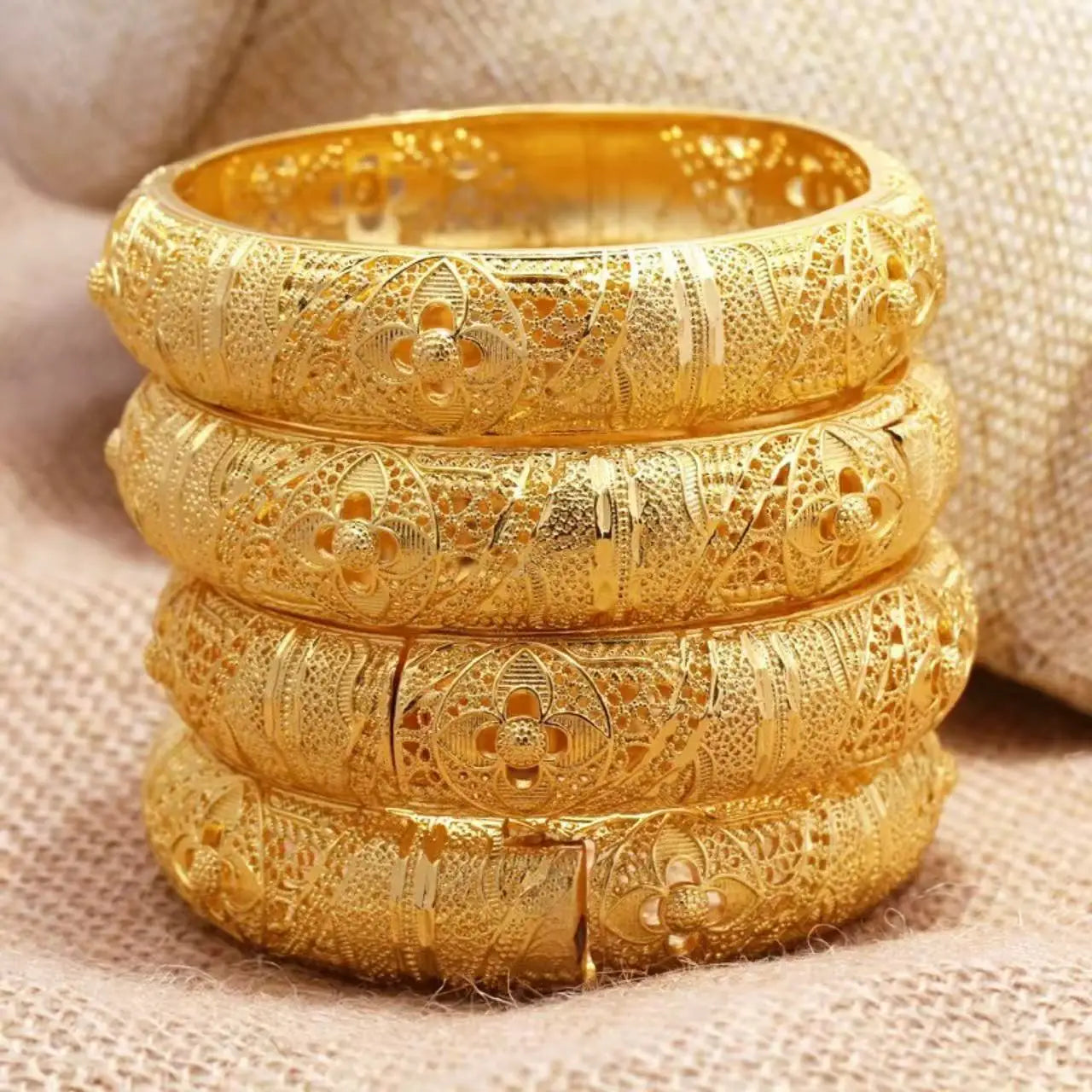 Dubai Gold Bangle for Women, Arab Islamic Luxury Gold Plated Cuff Bangle, Ethiopian 24K Gold Plated Bracelet, Middle East Weddin