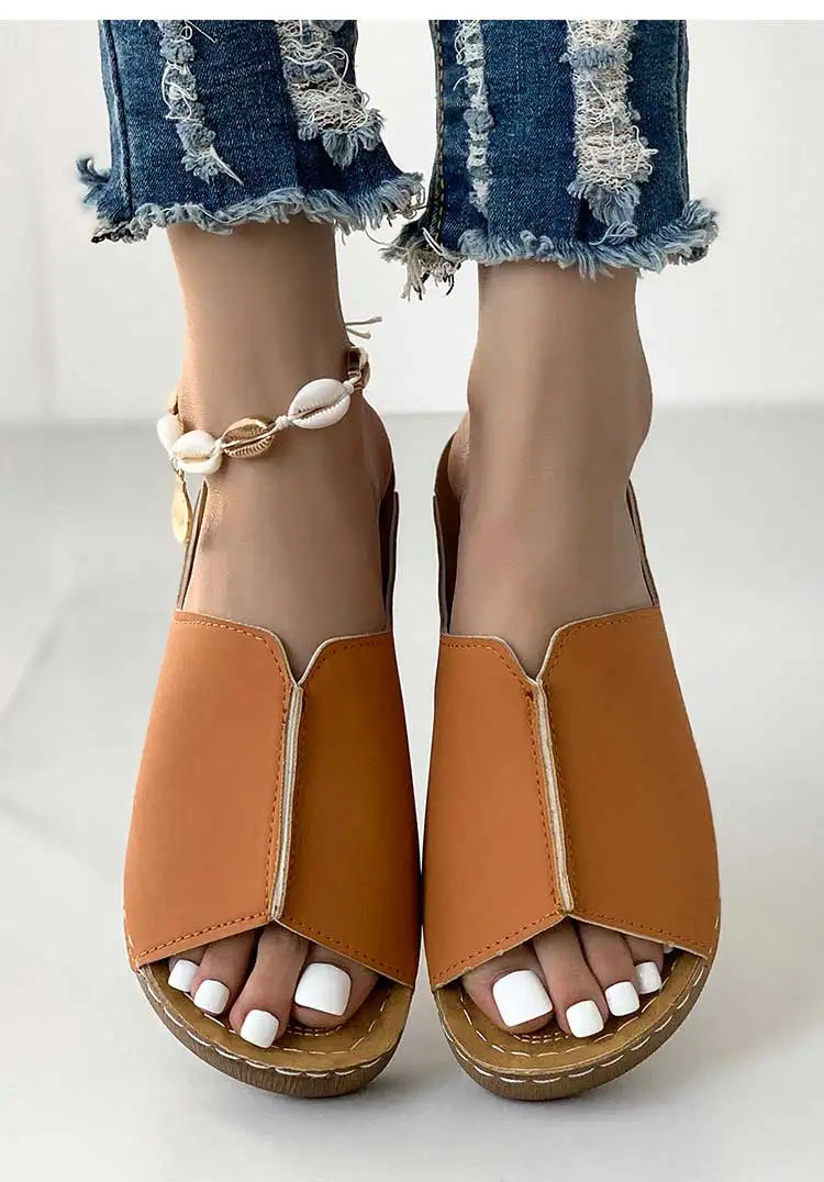 Women's Sandals 2025 Summer Shoes Women Soft Heels Sandals Low Platform Slippers Summer Sandalias Mujer Indoor Outdoor Footwear