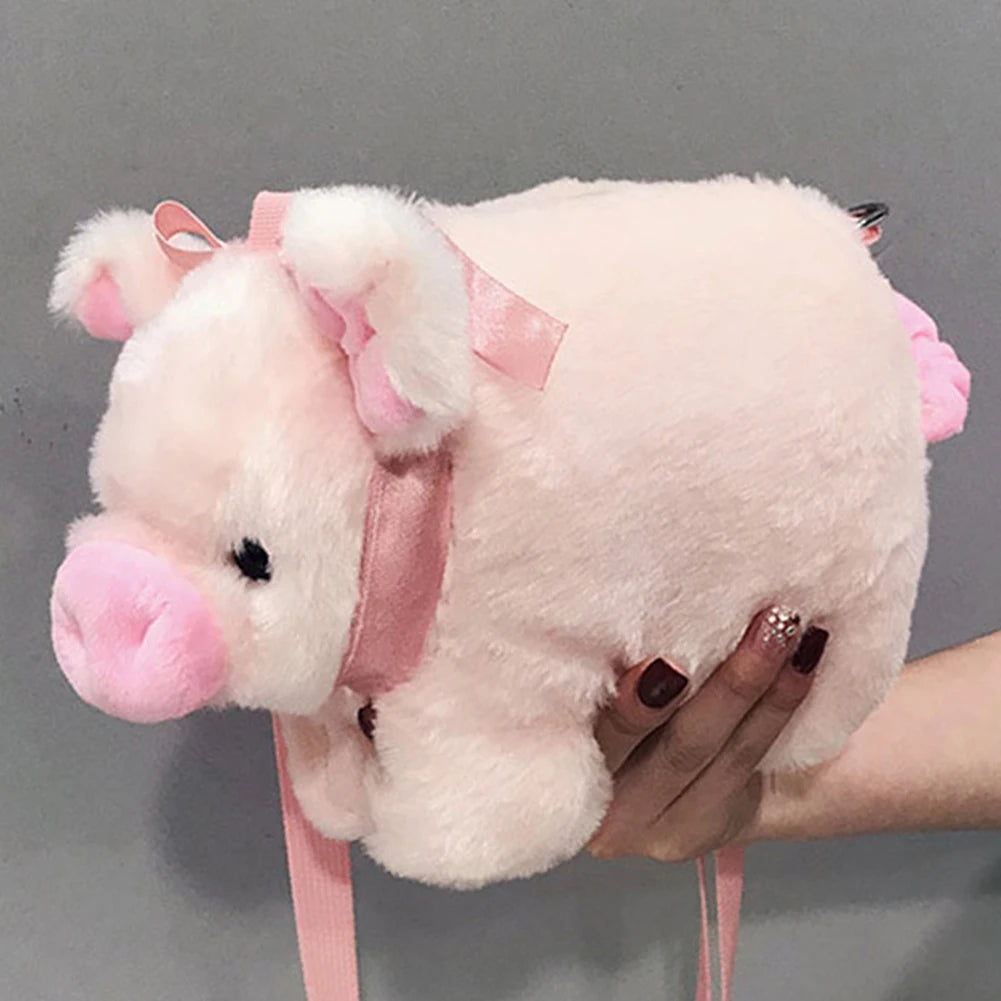 Pink Piglet Plush Bag Korean Version Large Capacity Lady Shoulder Bag Cartoon Ins Cute Doll Messenger Bag Handbags Crossbody
