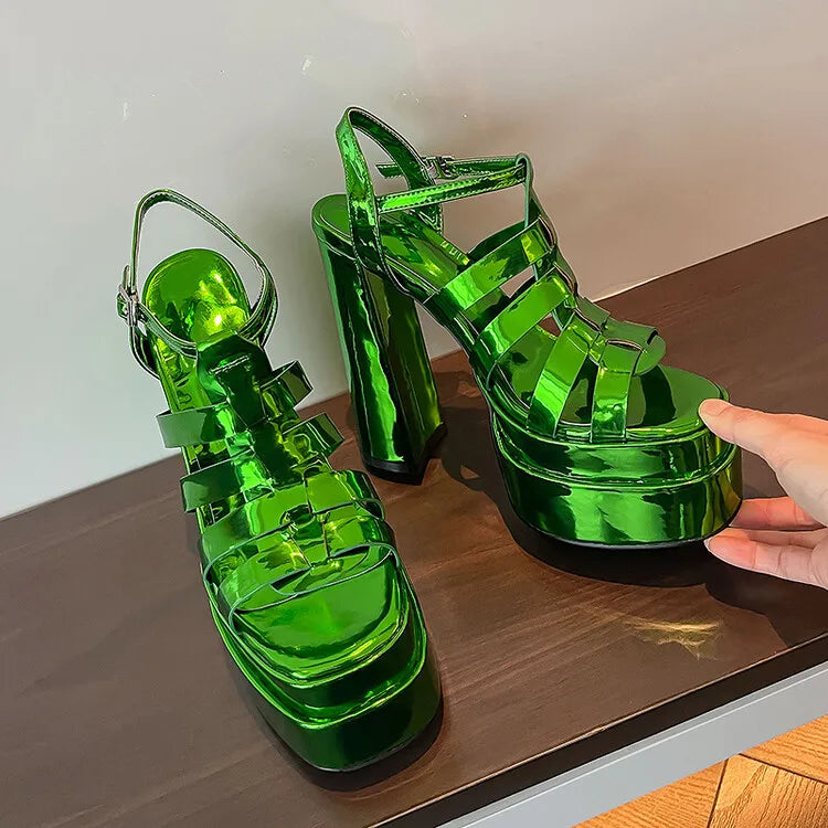 2024 Ladies High Heels Double Waterproof Platform Sandals for Women Luxury Brand Designer Summer Party Chunky Pumps and Shoes
