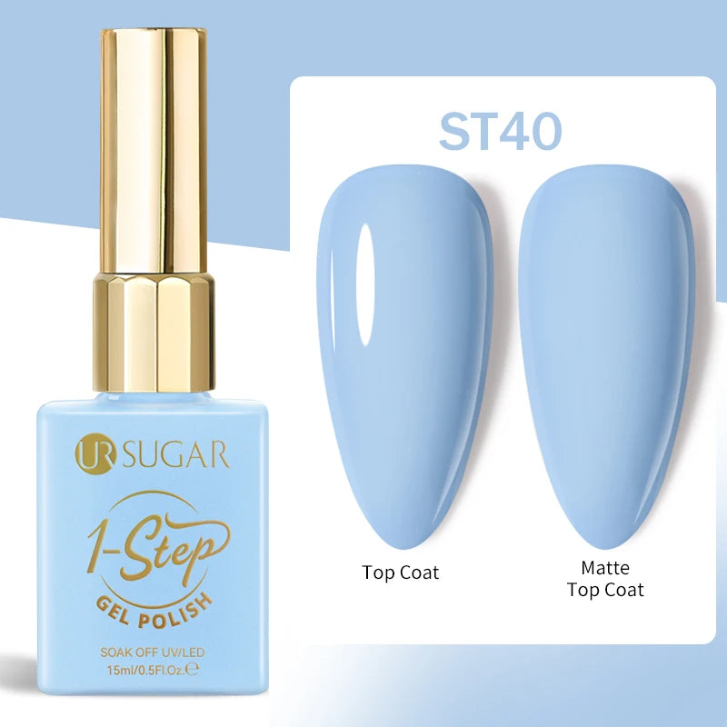 UR SUGAR 1-step Gel Polish 12ML Glitter Nail Spring Summer White Nude Pink Gel Nail Polish 3 IN 1 No Need Base Gel and Top Coat