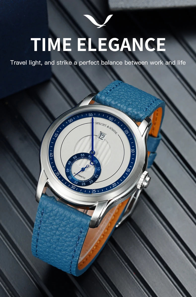 2026 Specht & Söhne New Arrivals Men Automatic Watch 39mm ST17 Jumping Hour Mechanical Wristwatch Sapphire Crystal Reloj Hombre