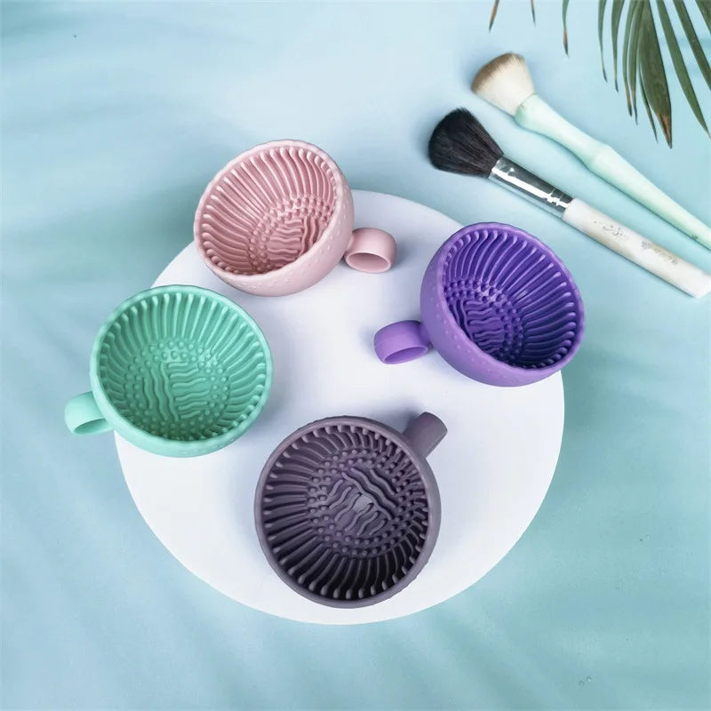 Silicone Makeup Brush Cleaner Bowl for Powder Puff Cosmetic Eyeshadow Makeup Brush Soft Silicone Folding Beauty Tools
