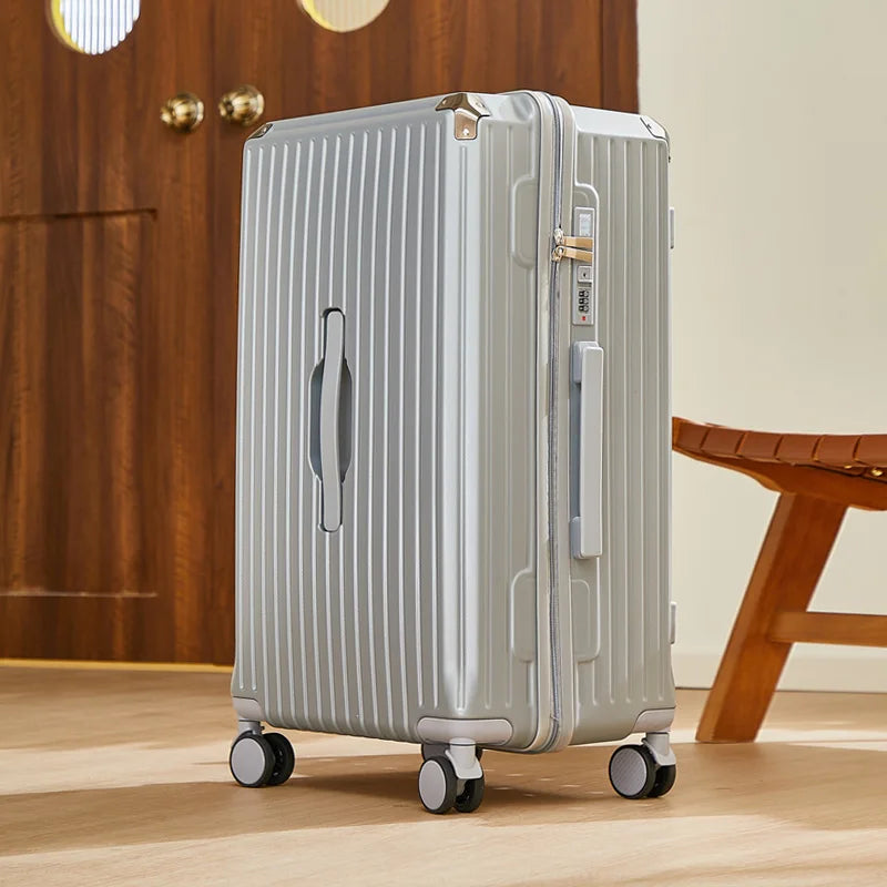 Large Capacity 20-26 Inch Rolling Luggage with Cup Holder Travel Bag Convenien Mobile Phone Stand Simple Travel Rolling Suitcase
