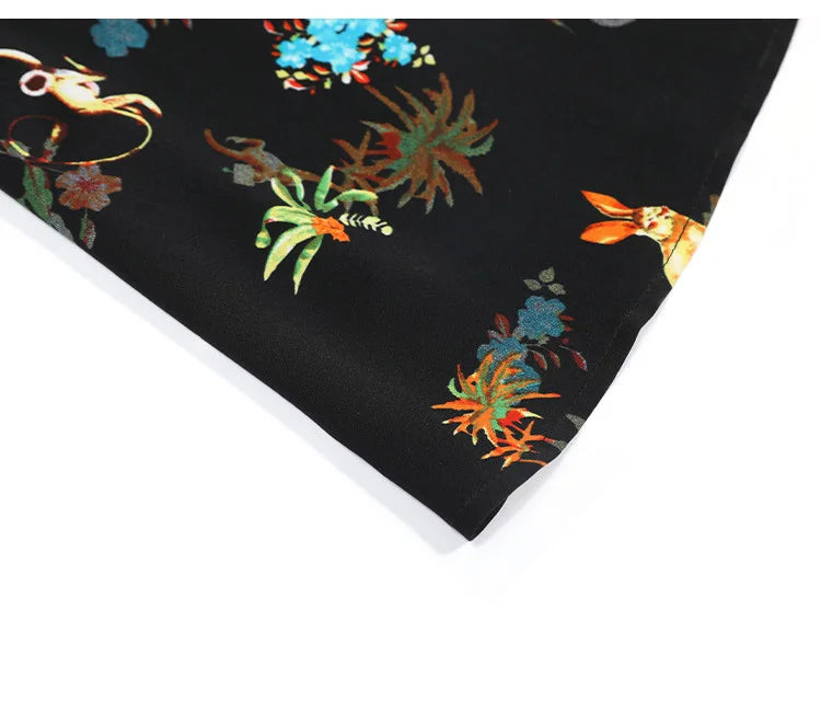 LOUIS YAO Women's Printed Dress 2025 Summer Soft Fabric New Cute Animal Flower Patterns Umbrella-shaped Skirt Hem Long Dresses