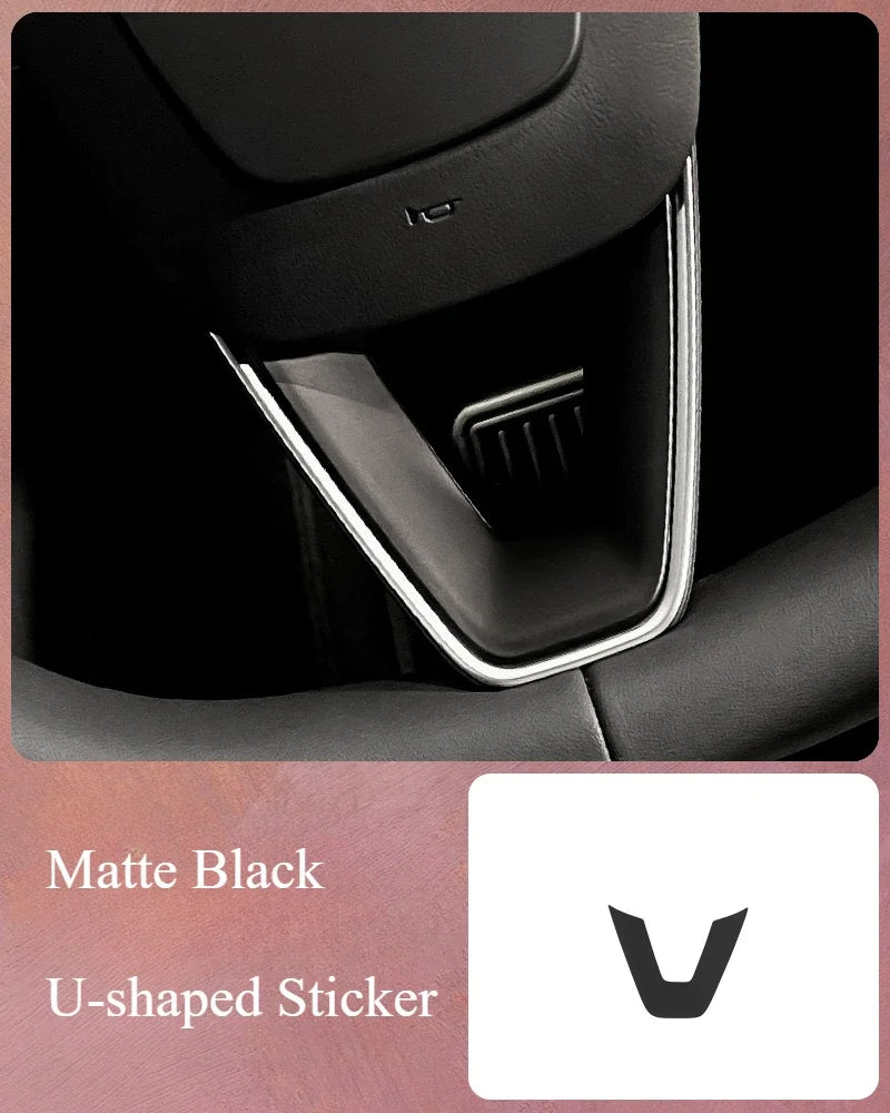 For Tesla Model 3 Highland 2024 Car Accessories Steering Wheel Patch Decorative Protective Cover Sticker Steering Wheel Sticker
