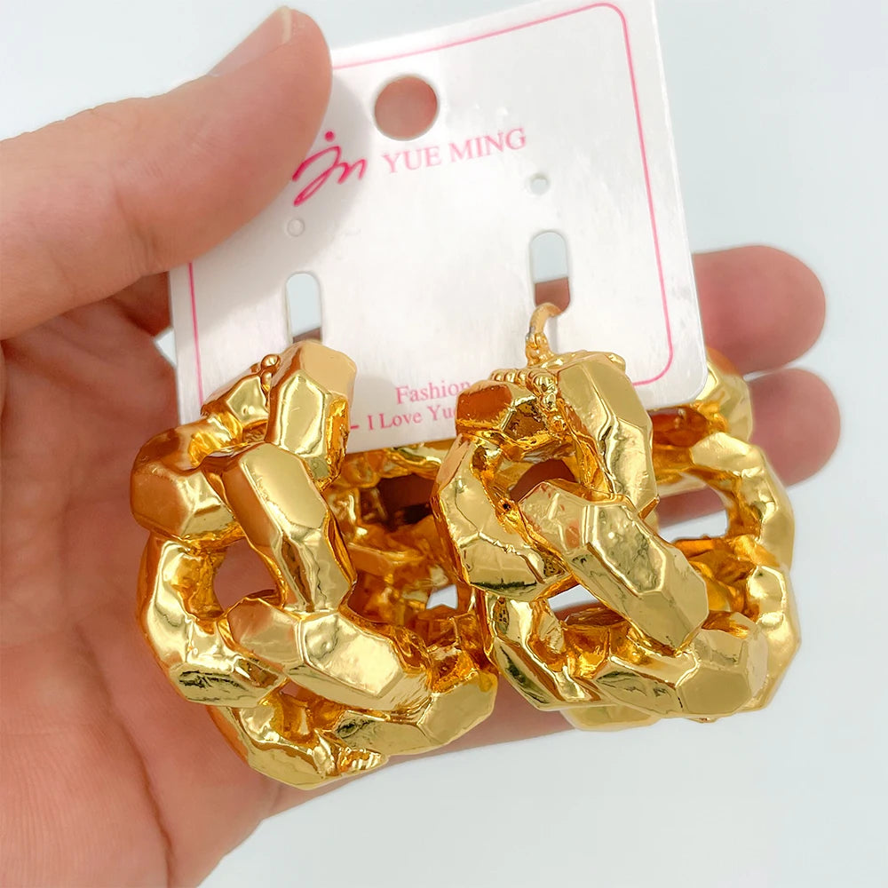 Dubai Large Party Earring  Plated Fashion Trend Jewelry African Nigerian Women Earrings
