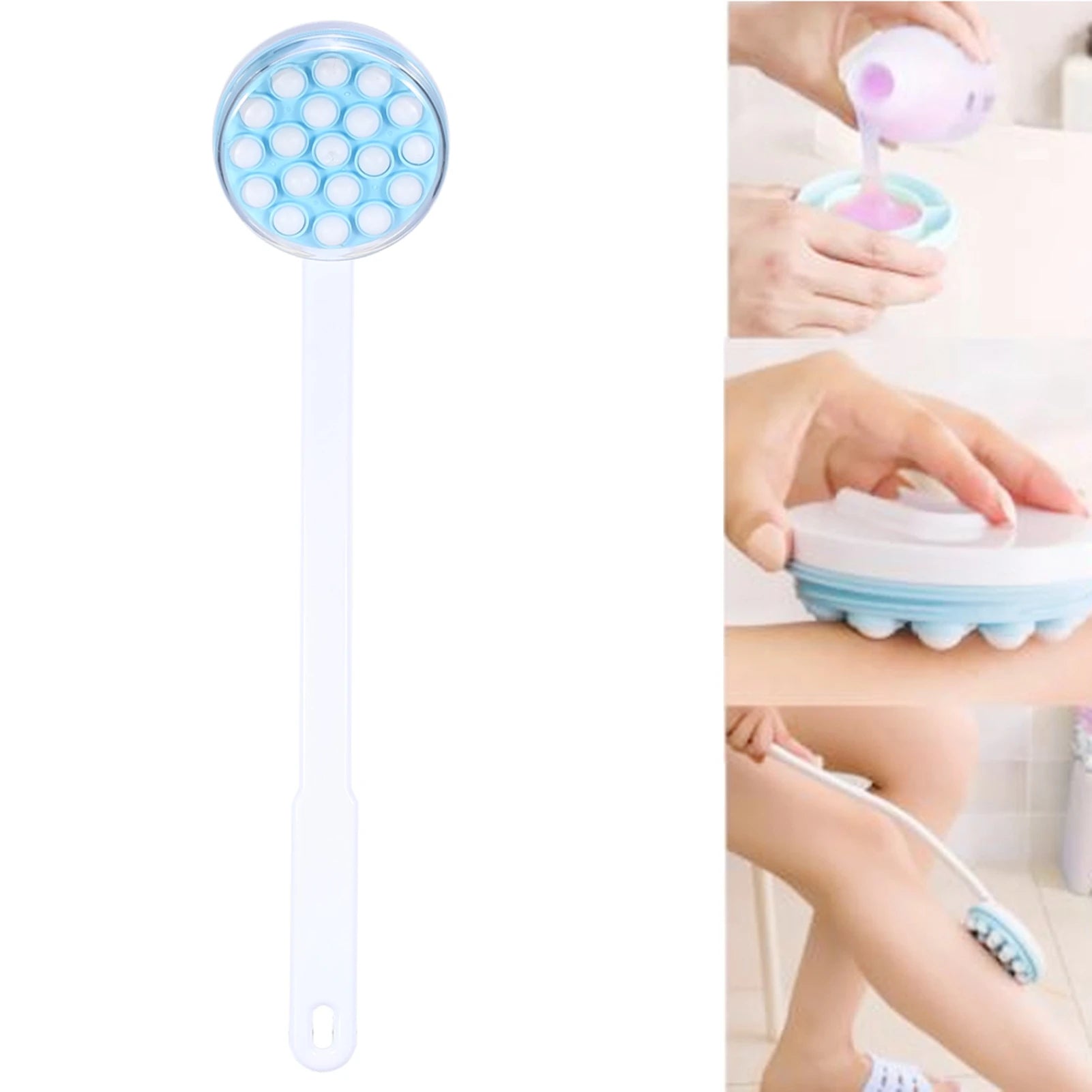 Long Handled Lotion Oil Cream Applicator Body Leg Bath Brush Massager Massaging Tool Back Bath Massager
