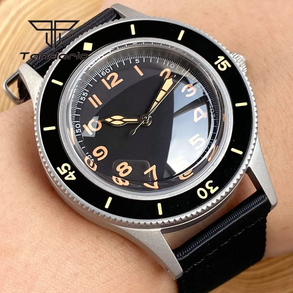 Tandorio Mechanical 40mm 50-Fathoms Style Men Watch Miyota8215/PT5000 Movt Domed Sapphire Glass Waterproof Wristwatch Luminous