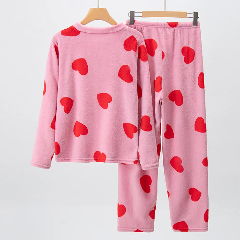 2-Piece Sisters Long-sleeved Trousers Suit girl Sweet And Lovely Home Clothes Teenagers Casual Round Neck Shirt Elastic Waist Pa