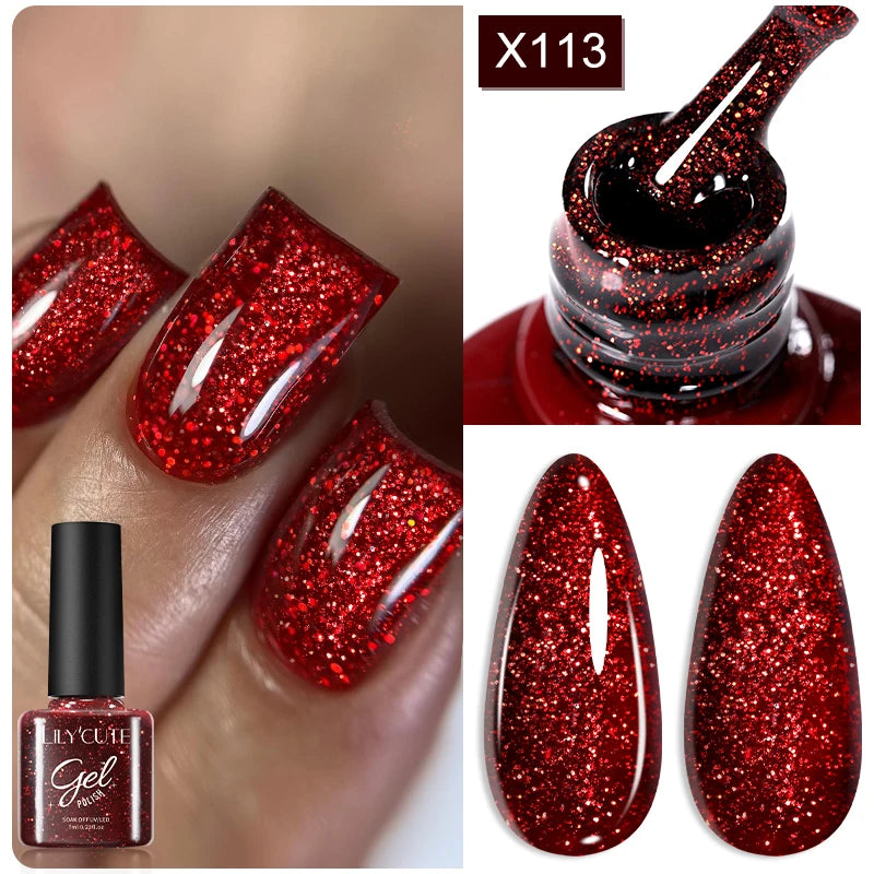 LILYCUTE 7ML Black White Color Gel Nail Polish Summer Colorful Gel Nail Art Semi Permanent UV Gel Soak Off UV LED Gel Varnishes