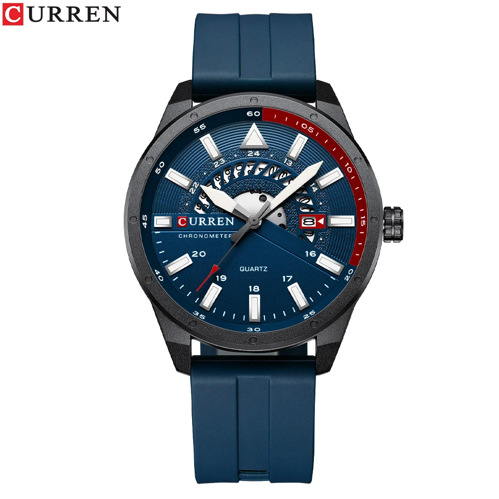 CURREN 8421 Men's Watch Luxury Men's Quartz Watch Breathable Leather Strap Waterproof Business Casual Sports Men's Watch
