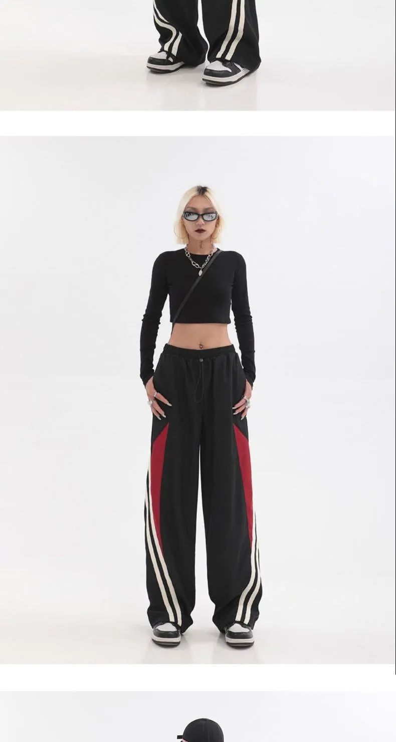 Y2K Streetwear Joggers Pants Women Casual Oversized Wide Leg Cargo Pantgs Trousers Tech Sweatpant Harajuku Parachute Baggy Pants