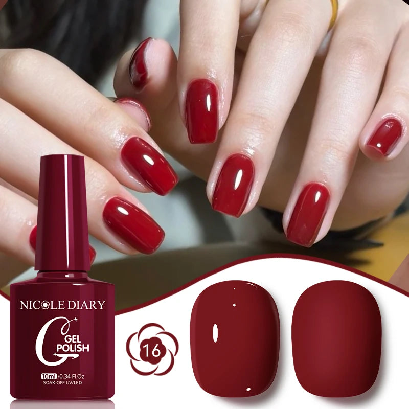 NICOLE DIARY Glass Beads Cat Magnetic Gel Nail Polish Spring Summer Gel Nail Sparkly Gel Varnish Soak off Nail Manicure Art