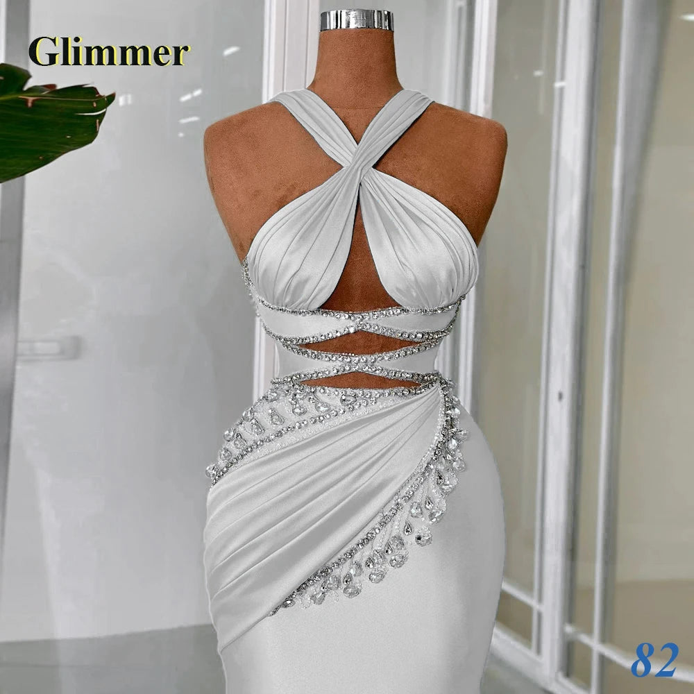 Glimmer Luxury Graduation Dresses for Girls with School Criss Cross Rhinestones Evening Party Gown Robes De Soiree Customized