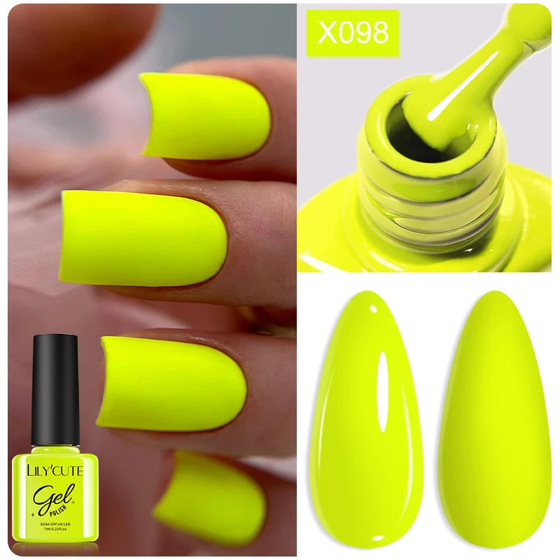 LILYCUTE 7ML Black White Color Gel Nail Polish Summer Colorful Gel Nail Art Semi Permanent UV Gel Soak Off UV LED Gel Varnishes