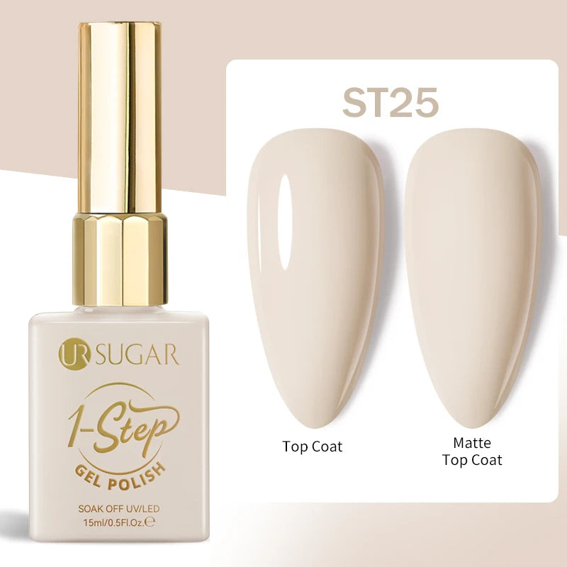 UR SUGAR 1-step Gel Polish 12ML Glitter Nail Spring Summer White Nude Pink Gel Nail Polish 3 IN 1 No Need Base Gel and Top Coat