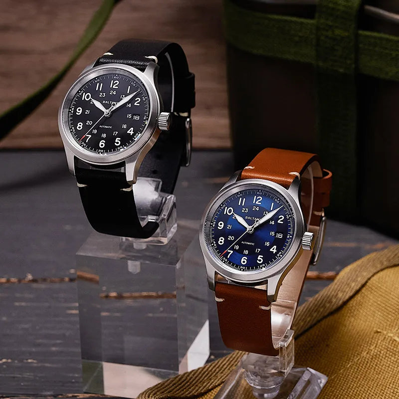 Baltany Military Field Watch S2049 Sapphire Calendar 24H Indicator Luxury Men's NH35 Auto Mechanical Homage Waterproof Watches