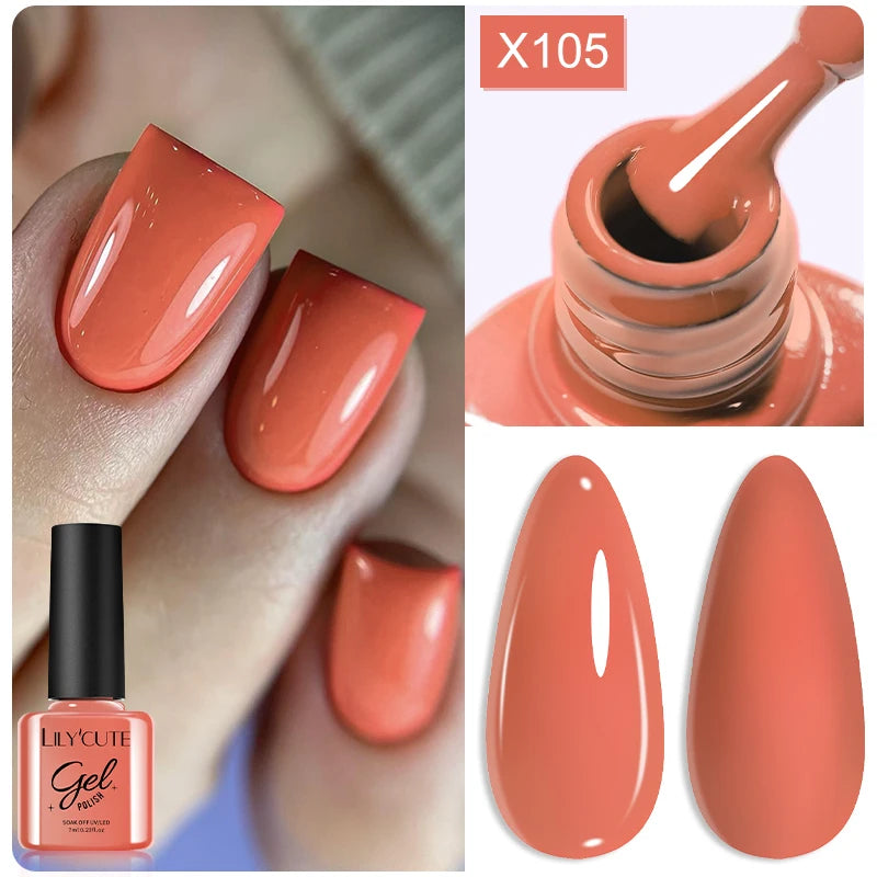 LILYCUTE 7ML Black White Color Gel Nail Polish Summer Colorful Gel Nail Art Semi Permanent UV Gel Soak Off UV LED Gel Varnishes