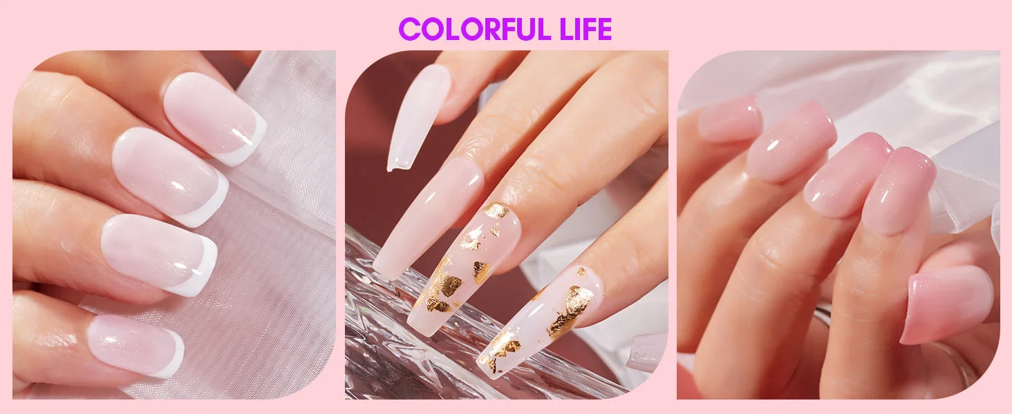 Makartt Gel Nail Polish, Natural Nude Jelly Pink Milky White Red Glitter Gel Polish 6PCS Summer 8ML Soak Off UV LED Gel Polish