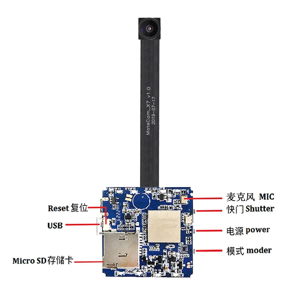 WiFi P2P Mini Camera Module 14MP 4K 60FPS Motion Detection Digital Zoom Pinhole Lens Module Matecam X9 Small DIY Cam Recorder