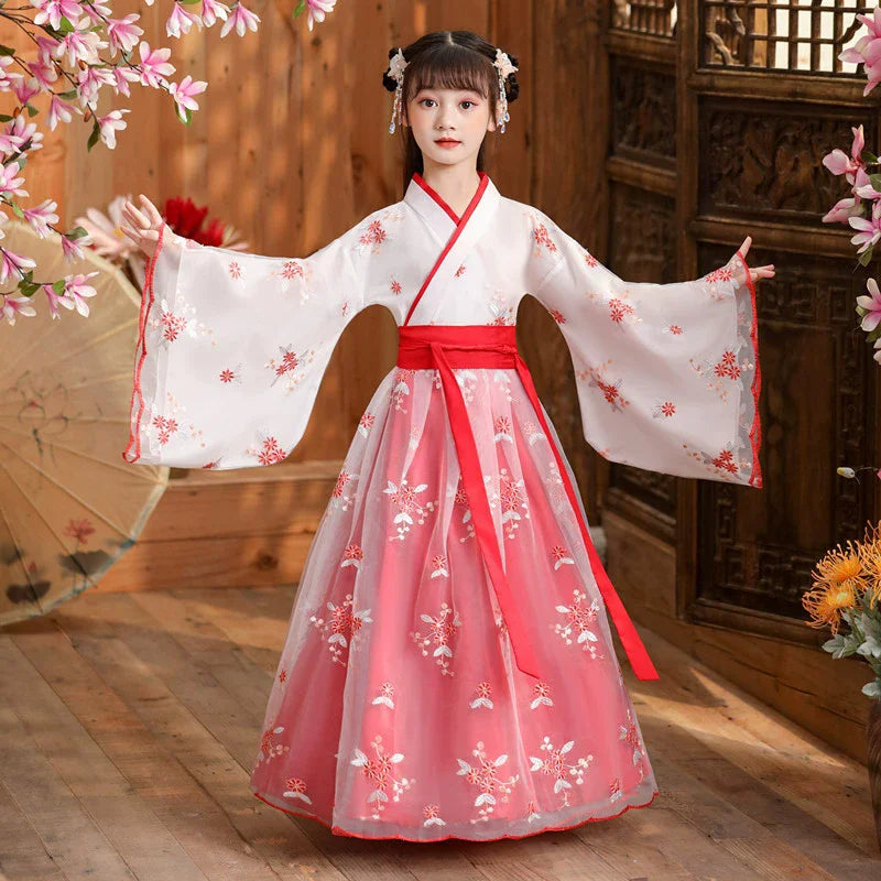 Kids Fairy Tang Costume Girls Casual Dresses Hanfu Girl Summer Children's Clothing Outfit Princess Dress Baby Vestido Robe Fille