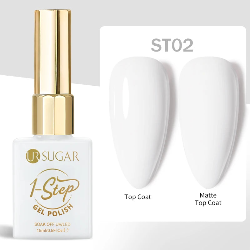 UR SUGAR 1-step Gel Polish 12ML Glitter Nail Spring Summer White Nude Pink Gel Nail Polish 3 IN 1 No Need Base Gel and Top Coat