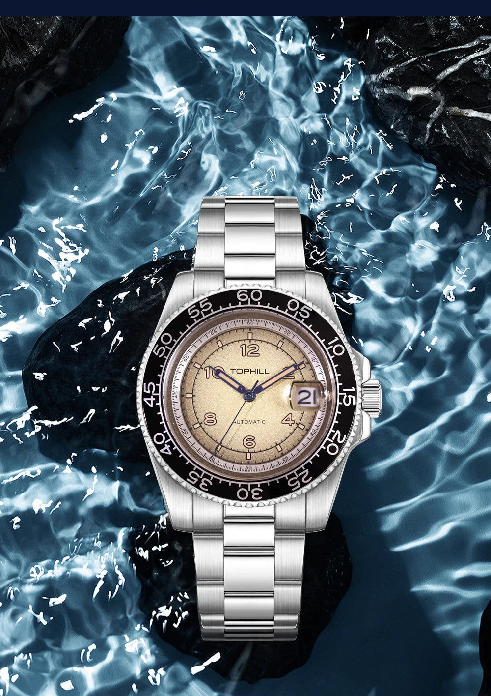 TOPHILL 41mm New Men's Watch Calendar Display Automatic Mechanical Watches Miyota 2813 Movement Sapphire Luminous Wristwatch