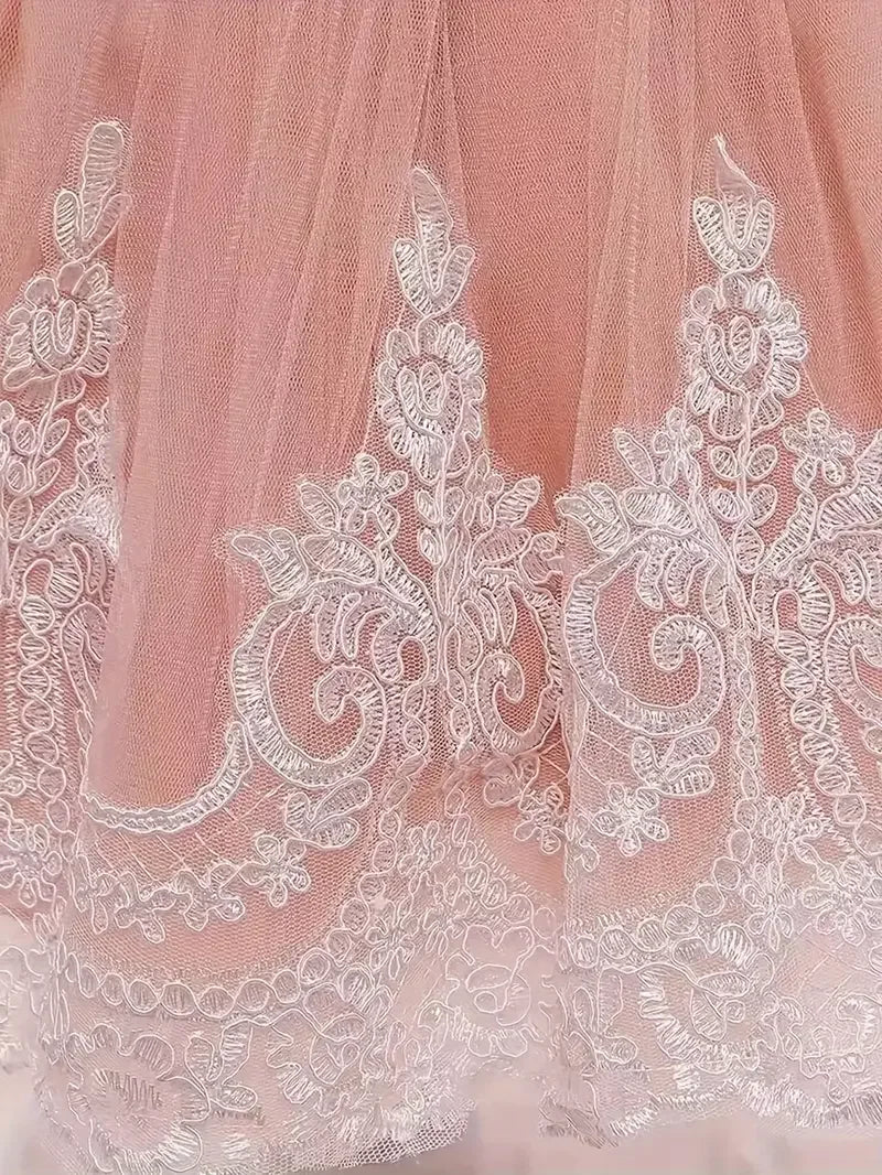 Baby Embroidery Elegant Princess Dress for Girls Luxury Lace Vintage Children Festival Party Gown 0-2Y Formal Weddings Dresses